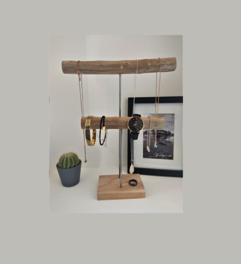 Porte bijoux en bois , support collier bracelet, support boutique écoresponsable