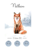 Affiche de naissance animaux hiver