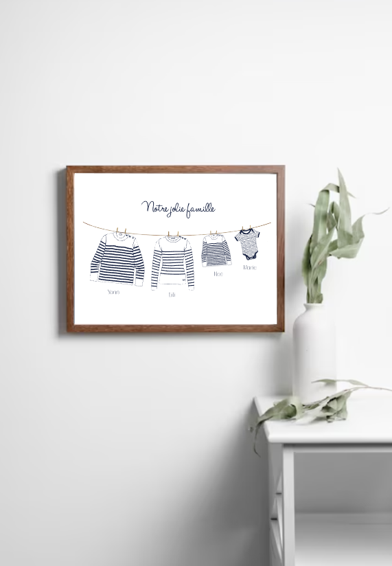 Affiche famille personnalisée marinière