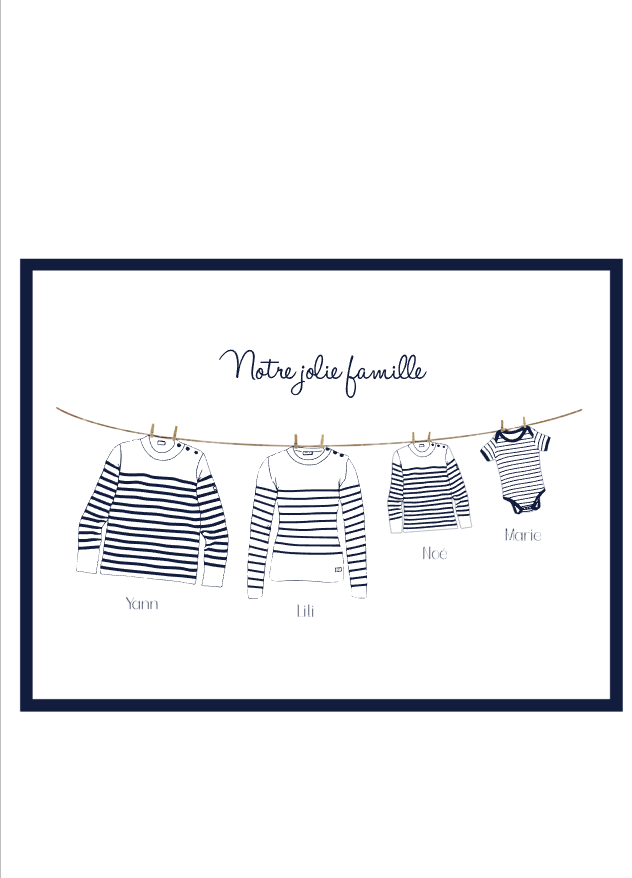 Affiche famille personnalisée marinière