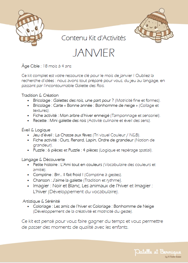 KIT DE JANVIER : Hiver, Neige & Galette des Rois
