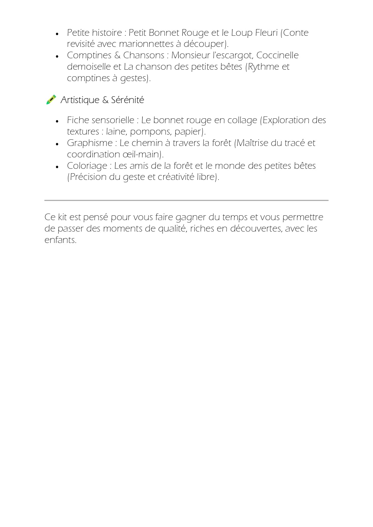 KIT DE MARS : Petites Bêtes & Loup Fleuri (18 mois - 4 ans)