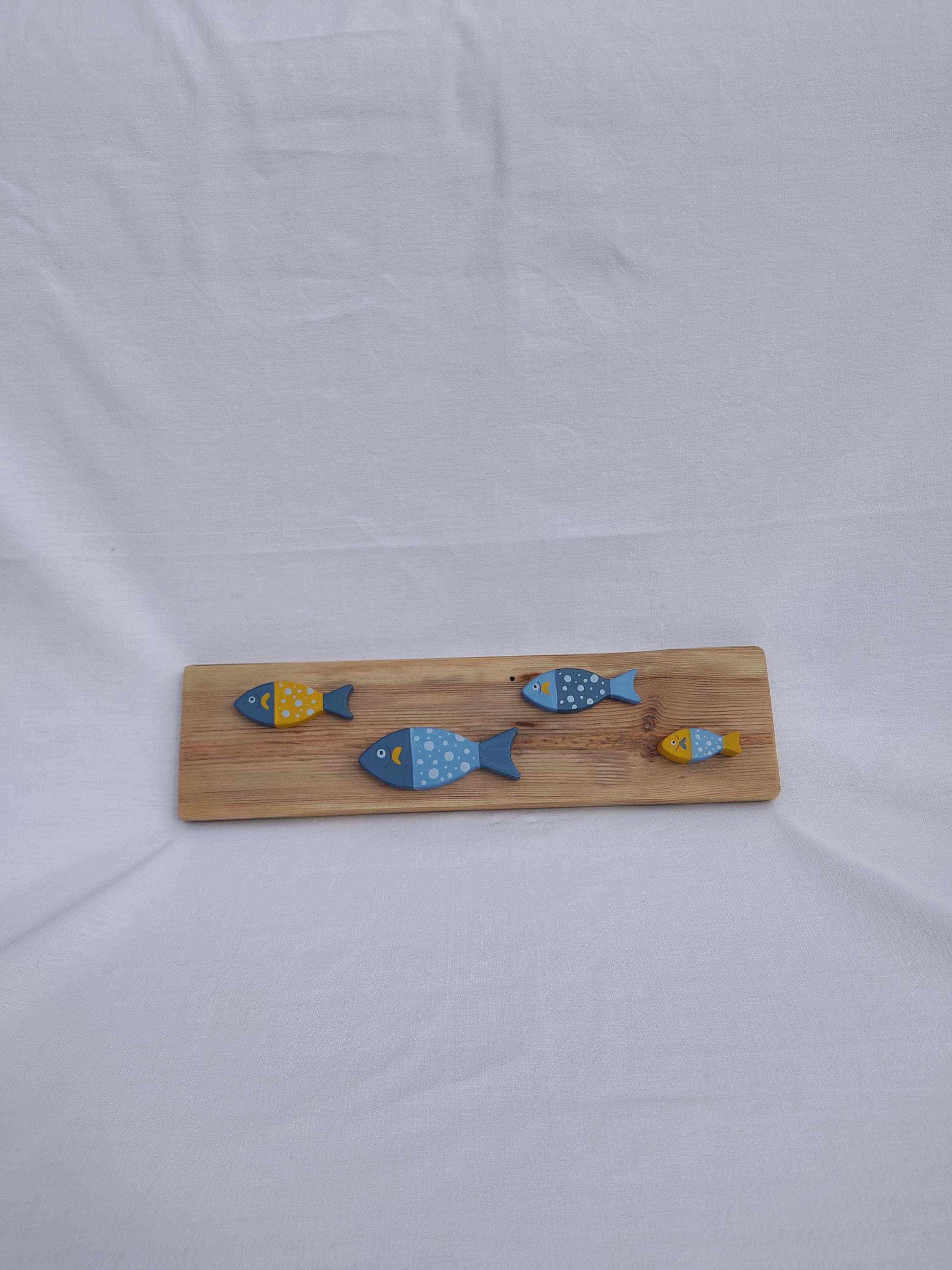 Banc de sardines en bois peint-