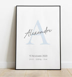 Affiche de naissance Initiale prénom bébé