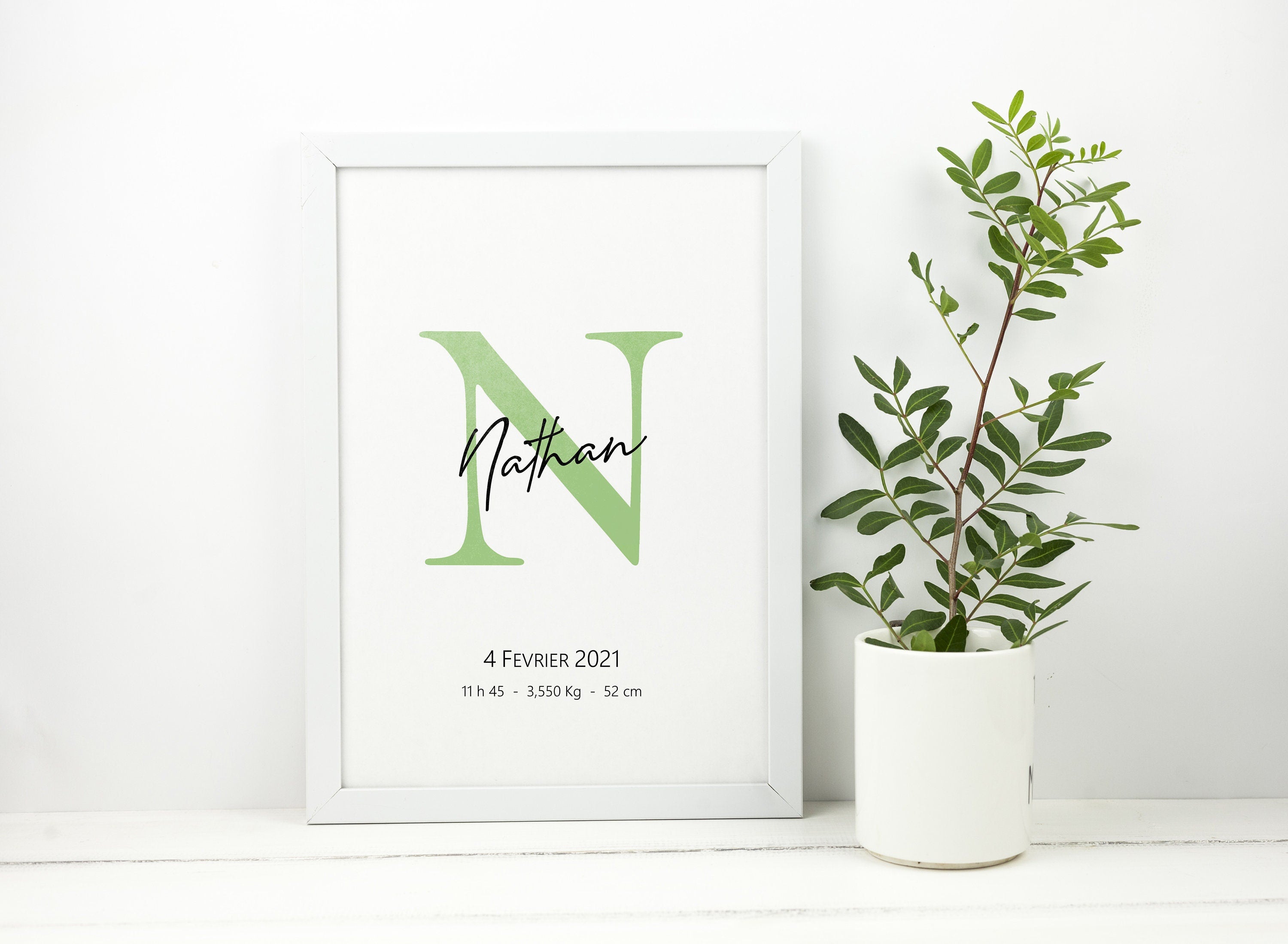 Affiche de naissance Initiale prénom bébé