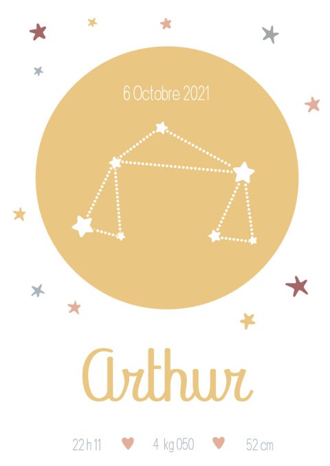 Affiche de naissance constellation