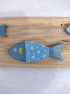 Banc de sardines en bois peint-