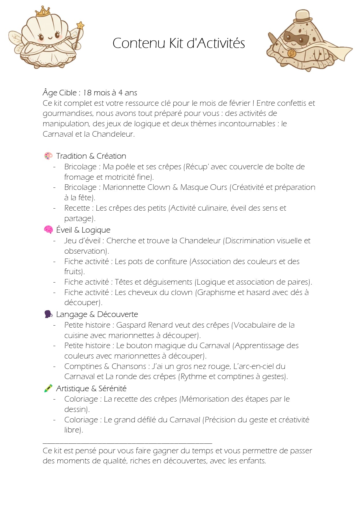 KIT DE FEVRIER : Chandeleur et Carnaval