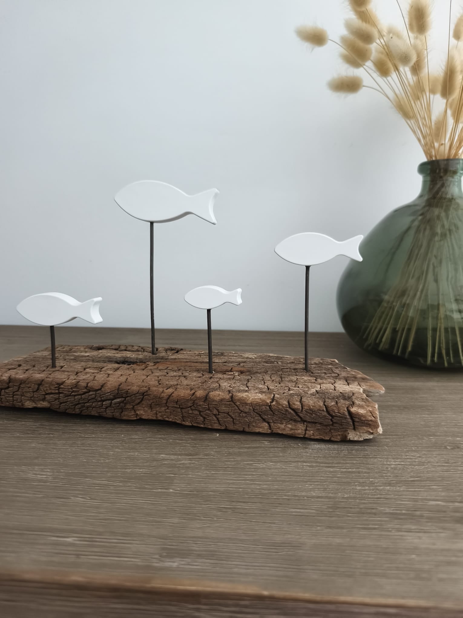 Banc de Poissons Blancs sur Bois Flotté