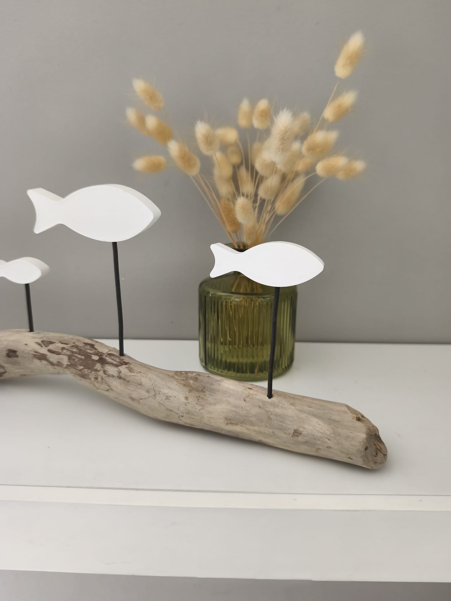 Banc de Poissons Blancs sur Bois Flotté