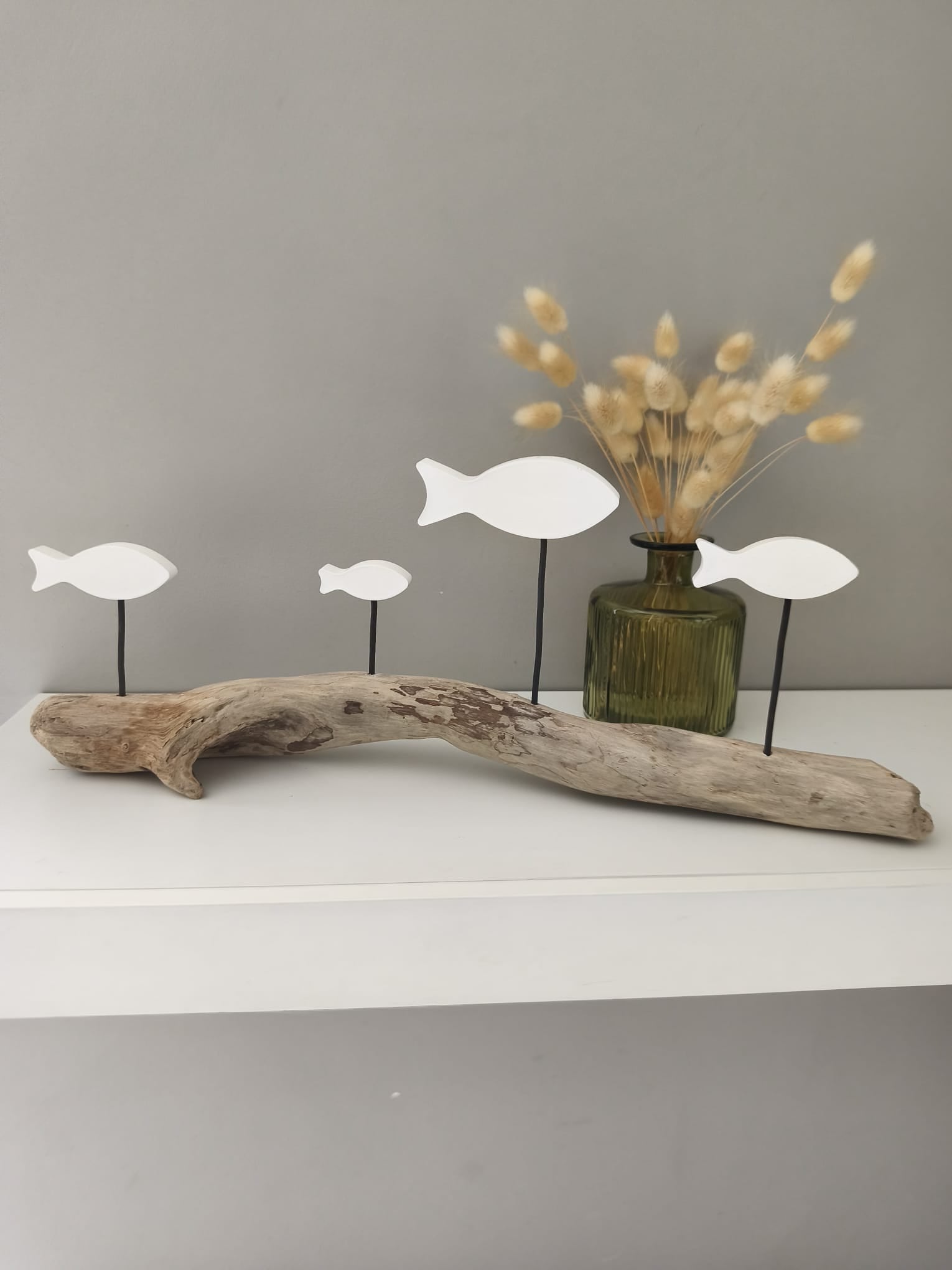 Banc de Poissons Blancs sur Bois Flotté