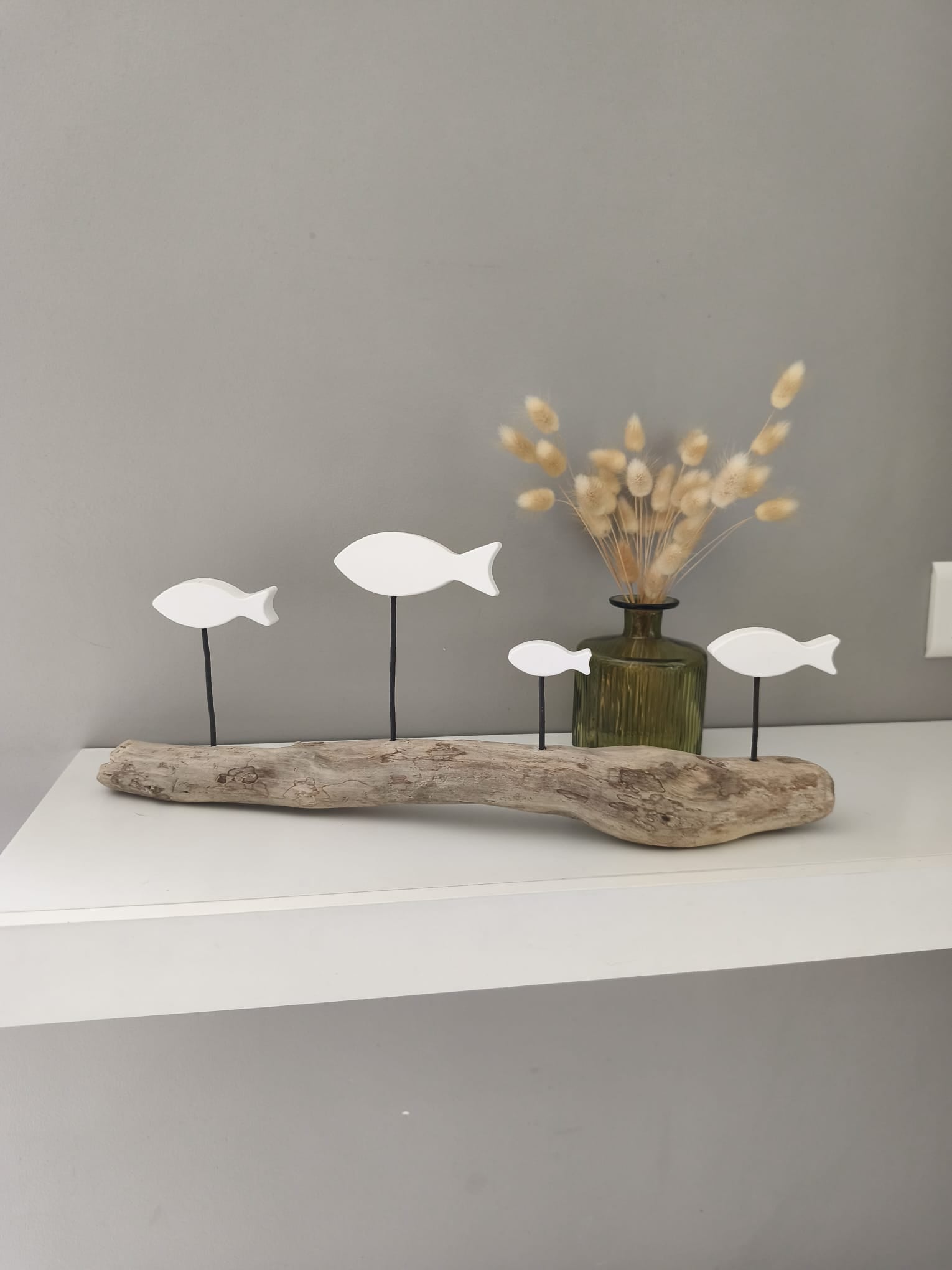 Banc de Poissons Blancs sur Bois Flotté