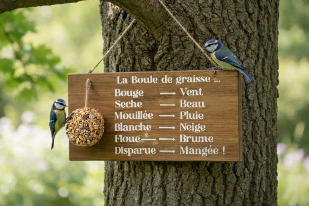 Mangeoire pour oiseaux - Baromètre humoristique