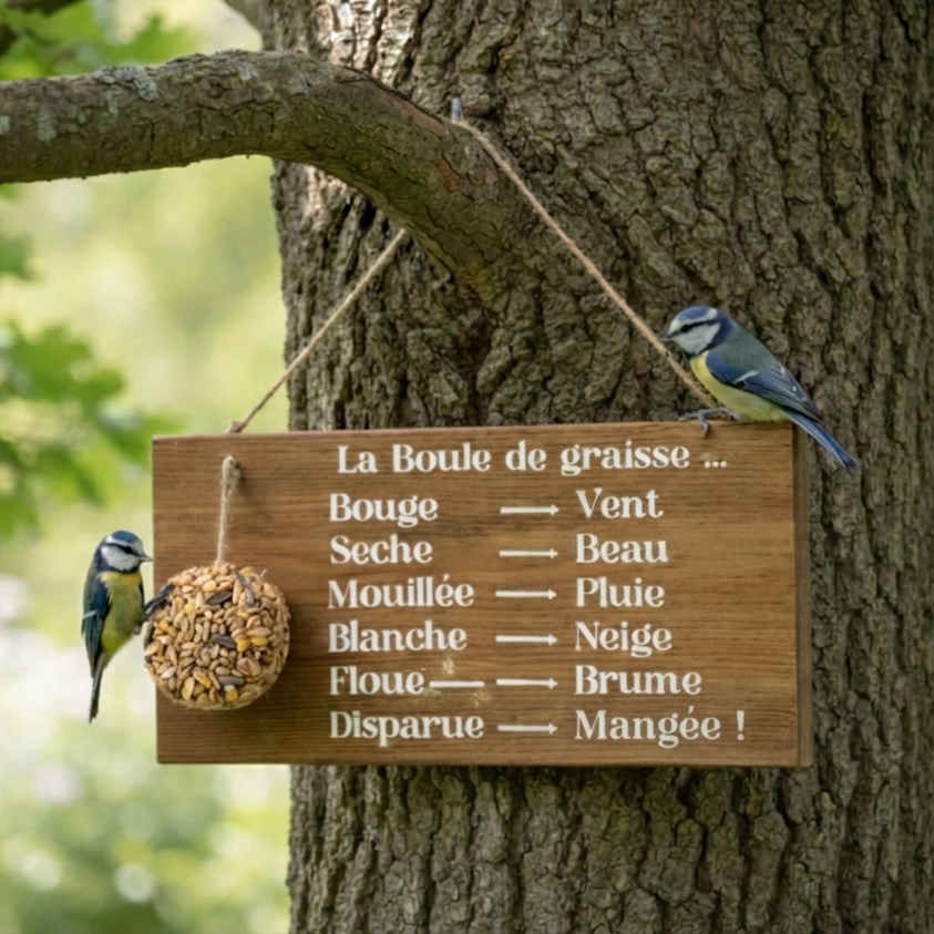 Mangeoire pour oiseaux - Baromètre humoristique