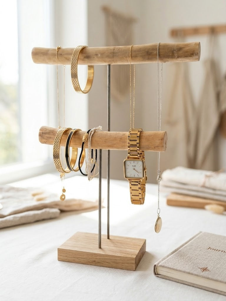 Porte-Bijoux et Montres en Bois Flotté & Chêne | Présentoir Artisanal