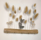 Porte-clés Mural Artisanal en Bois et Fleurs séchées