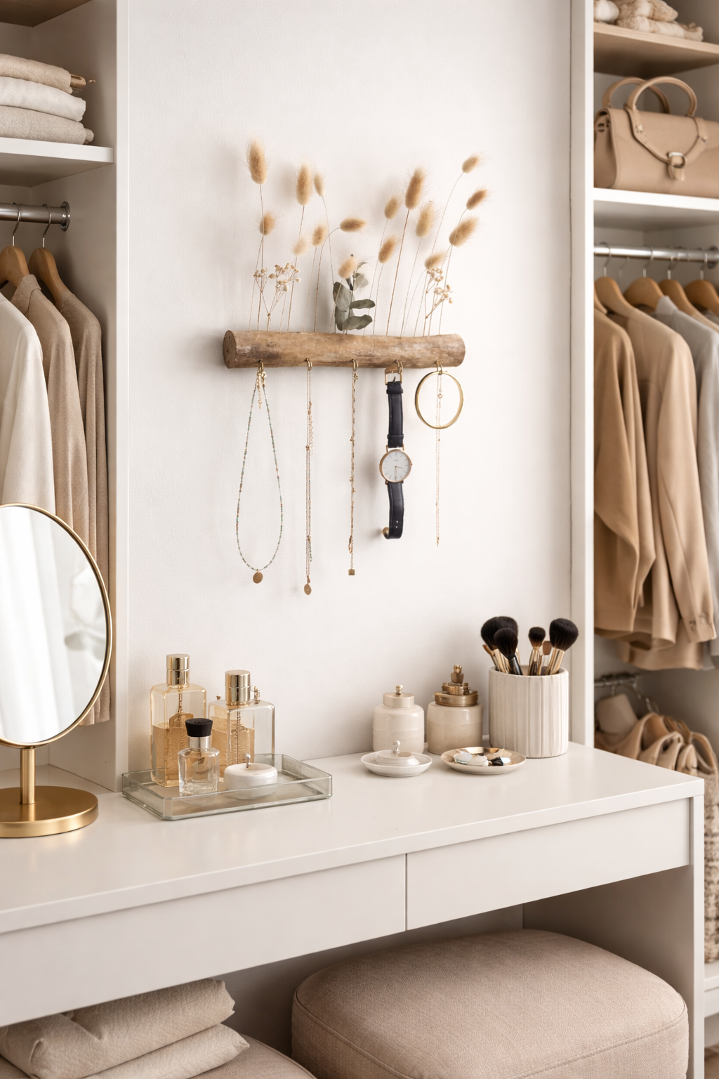 Support bijoux mural - Bois & Fleurs séchées