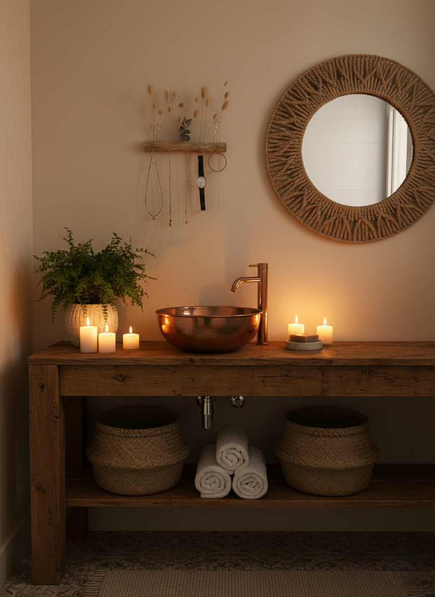 Support bijoux mural - Bois & Fleurs séchées