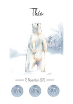 Affiche de naissance animaux hiver