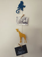 Pêle mêle enfant, mobile porte photos, liste naissance, chambre bébé, savane, jungle, girafe, éléphant, singe, lion,