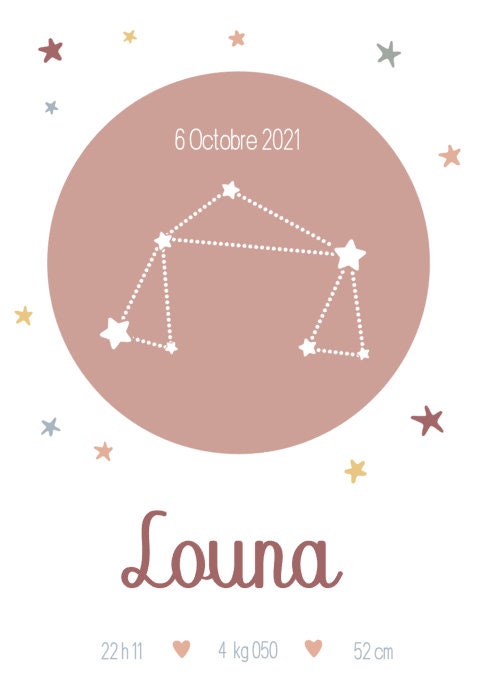 Affiche de naissance constellation