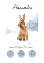 Affiche de naissance animaux hiver