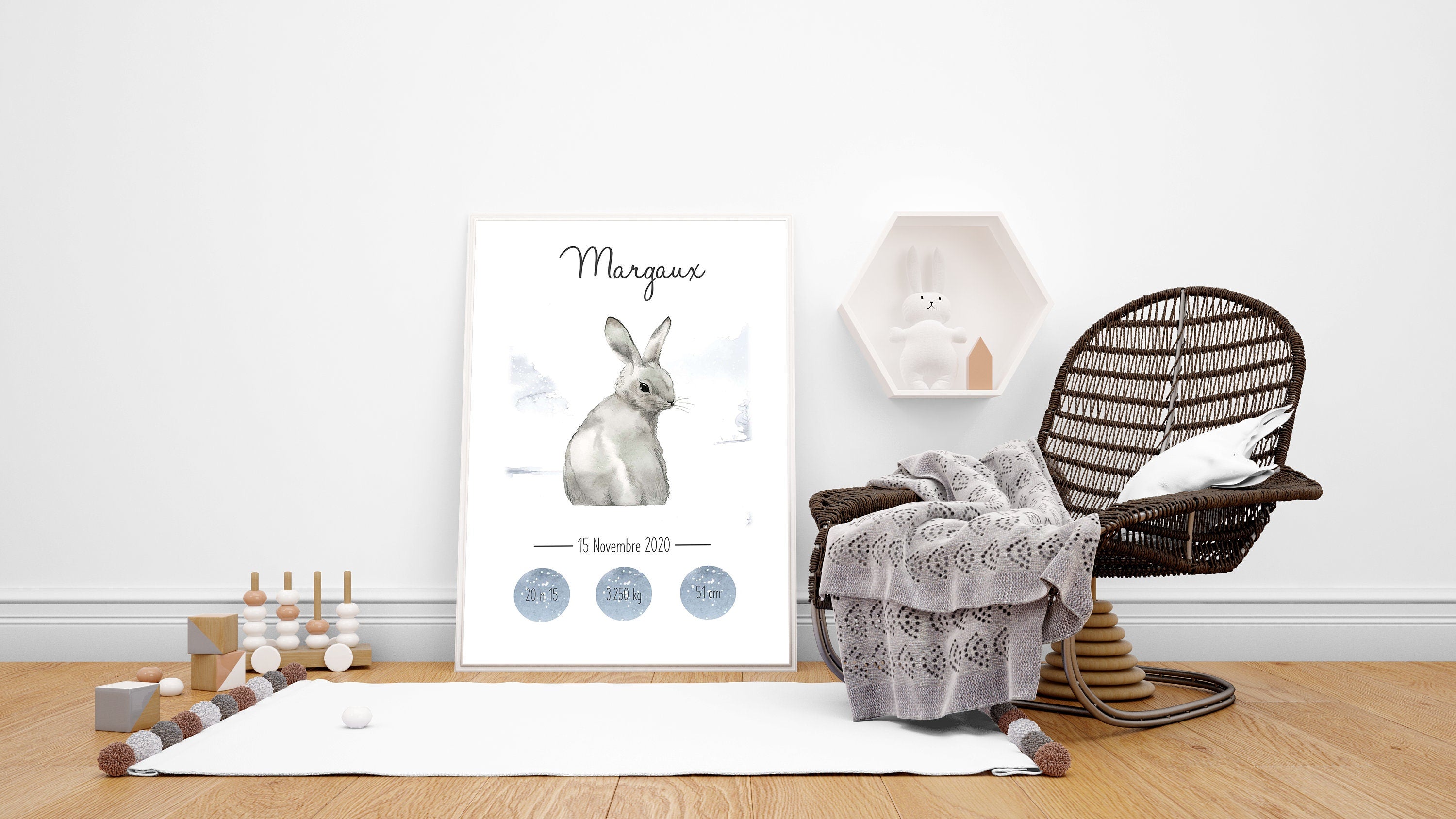 Affiche de naissance animaux hiver